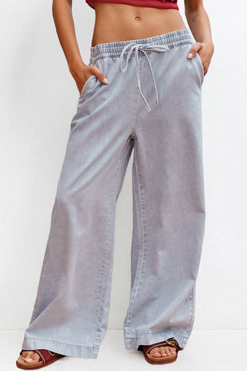 KATCH ME Leisure Low Rise Drawstring Wide Leg Trousers  61.99